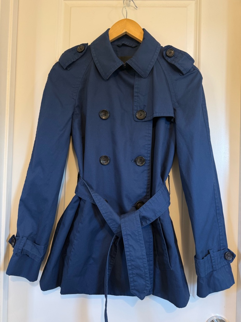 Coach mid length Trench Coat Chic Outerwear Coastal Professional navy medium